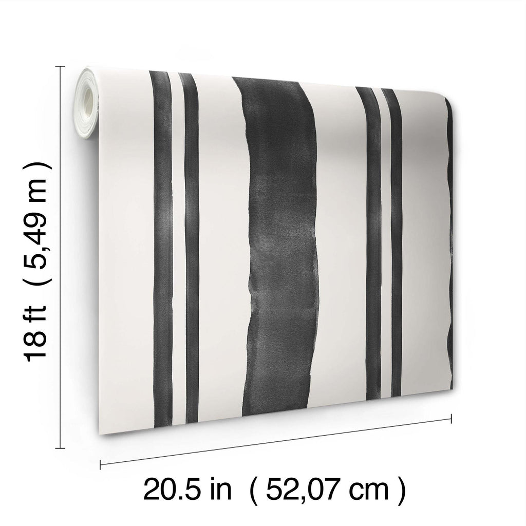 RoomMates Winston Watercolor Soft Black Stripe Peel And Stick Black Wallpaper