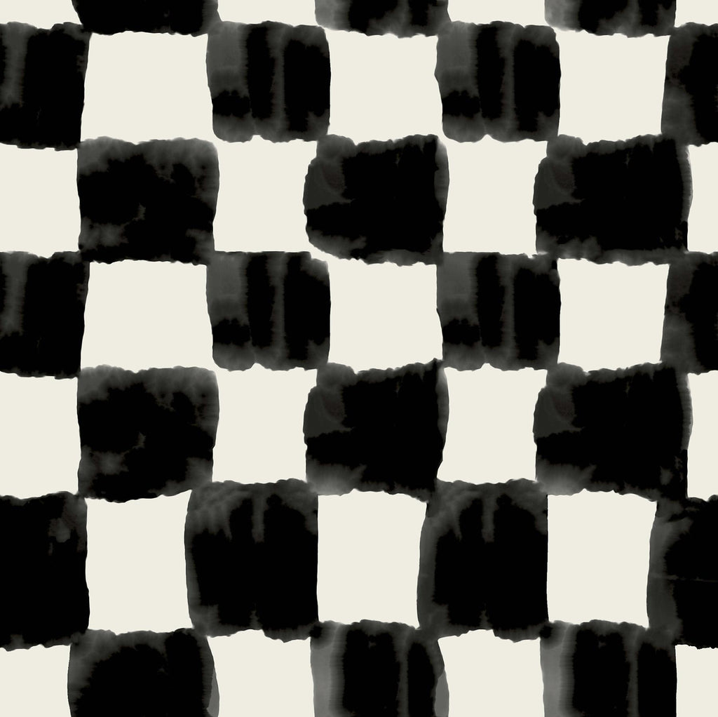 RoomMates Tess Watercolor Soft Black Checker Peel and Stick Black Wallpaper