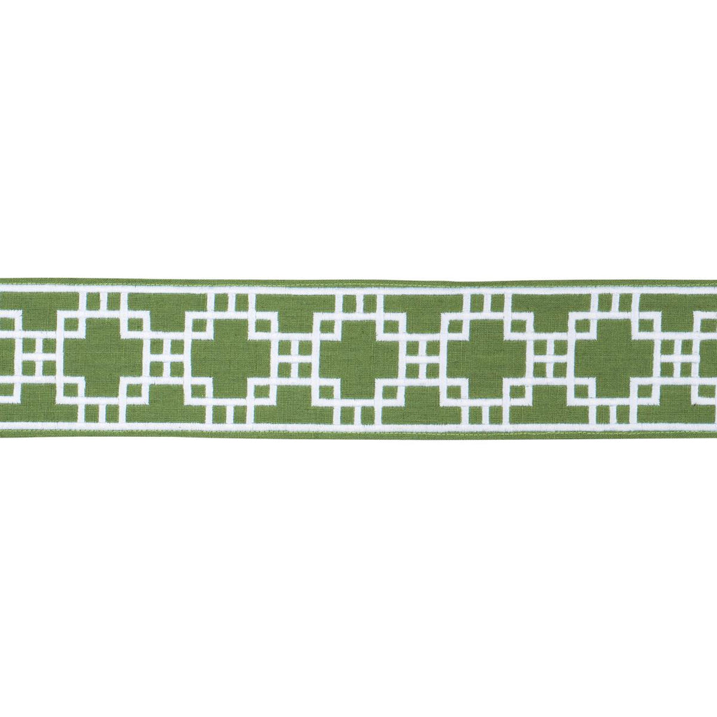 Schumacher Squared Away Trellis Tape Green Trim