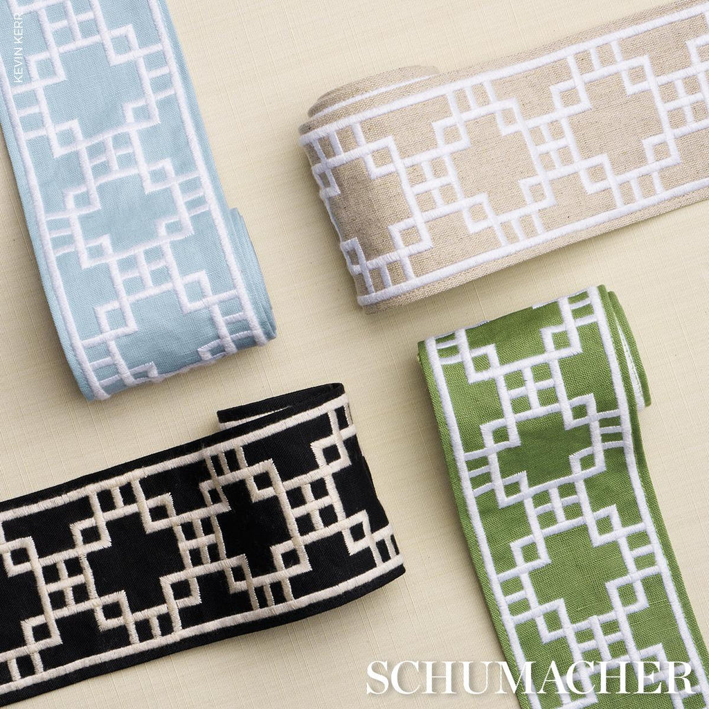 Schumacher Squared Away Trellis Tape Green Trim