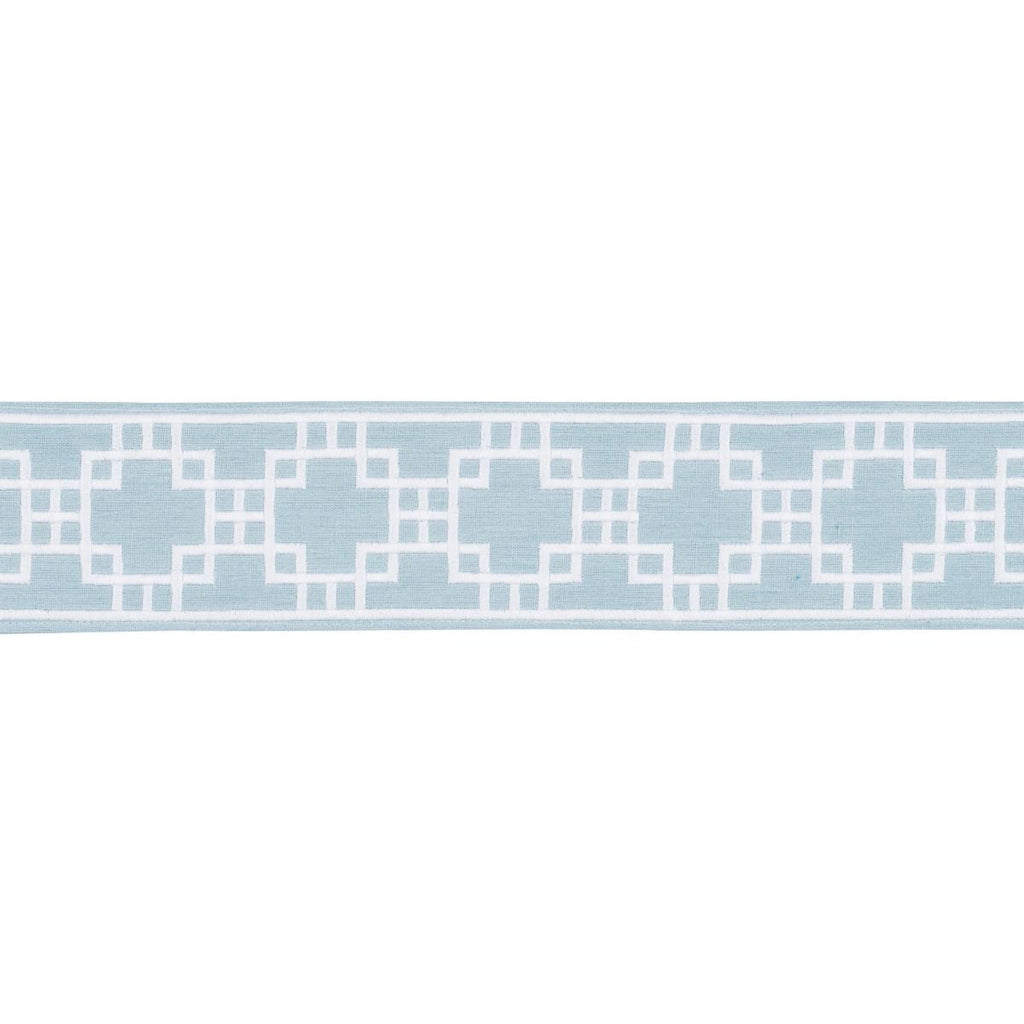 Schumacher Squared Away Trellis Tape Sky Trim