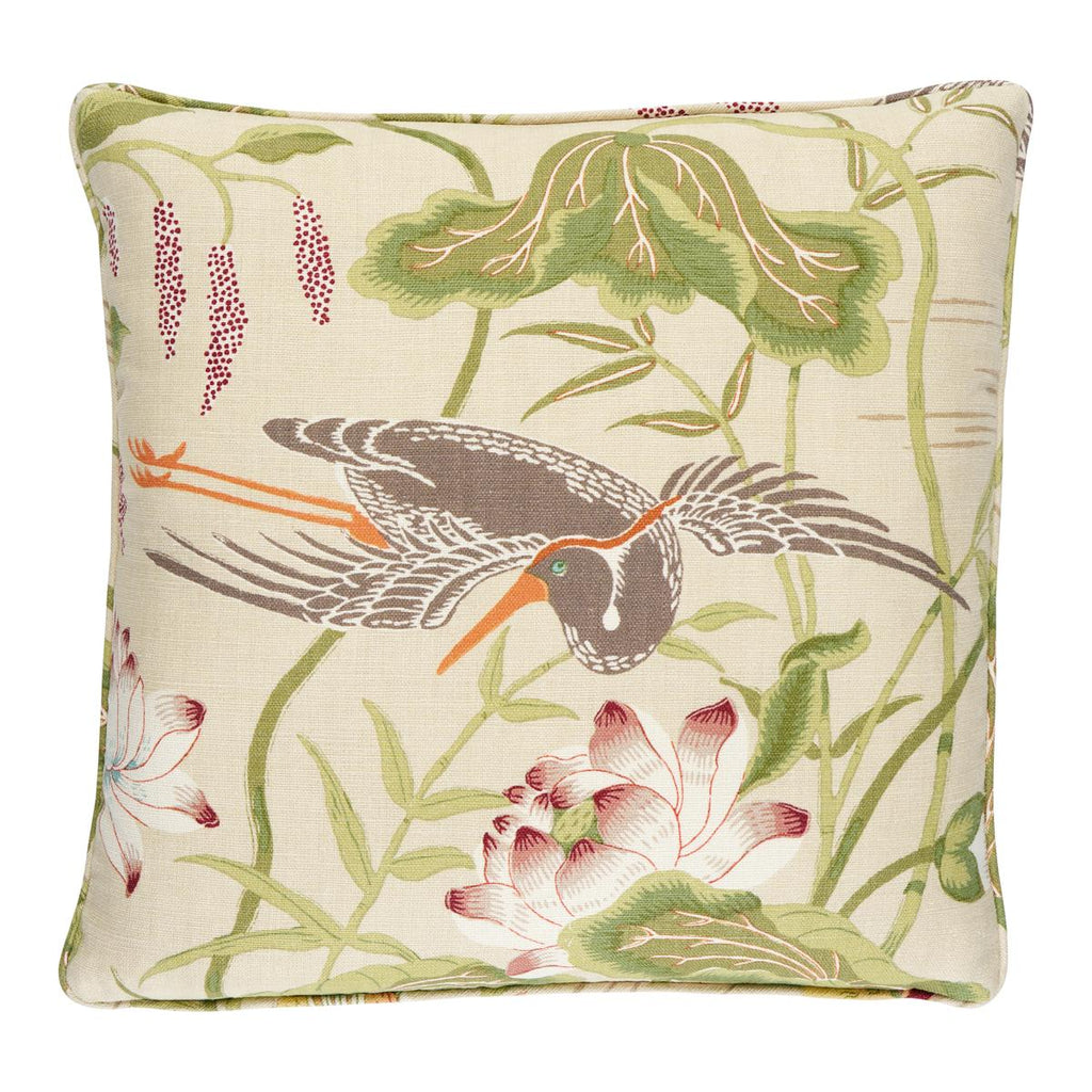 Schumacher Lotus Garden Parchment 18" x 18" Pillow