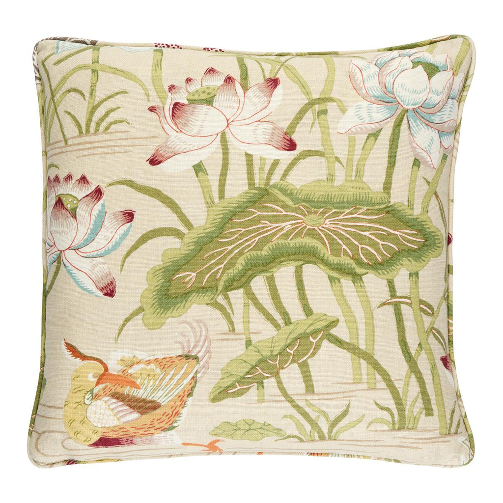 Schumacher Lotus Garden Parchment 18" x 18" Pillow