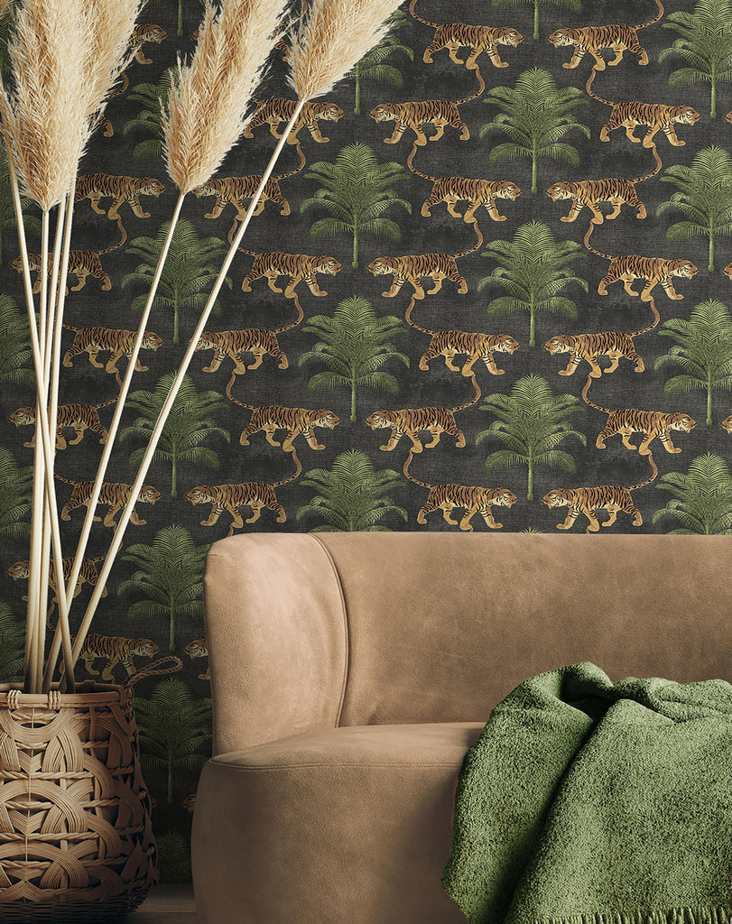 Tommy Bahama TIGER AND TREE COAL Wallpaper