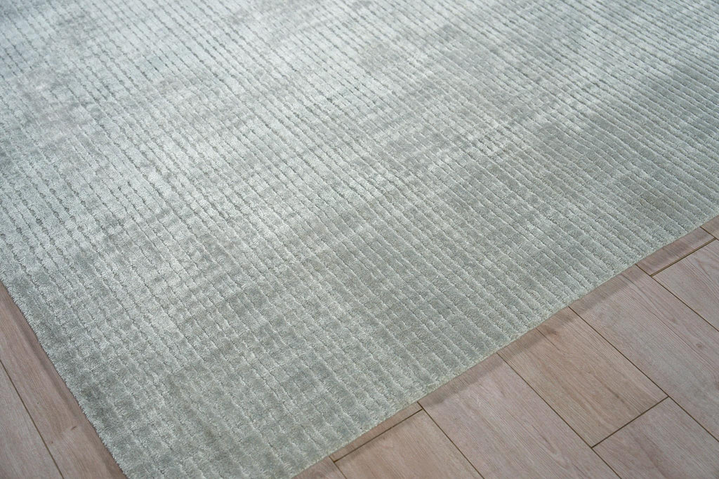 Exquisite Cabrini Modern Handloomed Shiny Nylon Light Silver Area Rug 10.0'X14.0' Rug