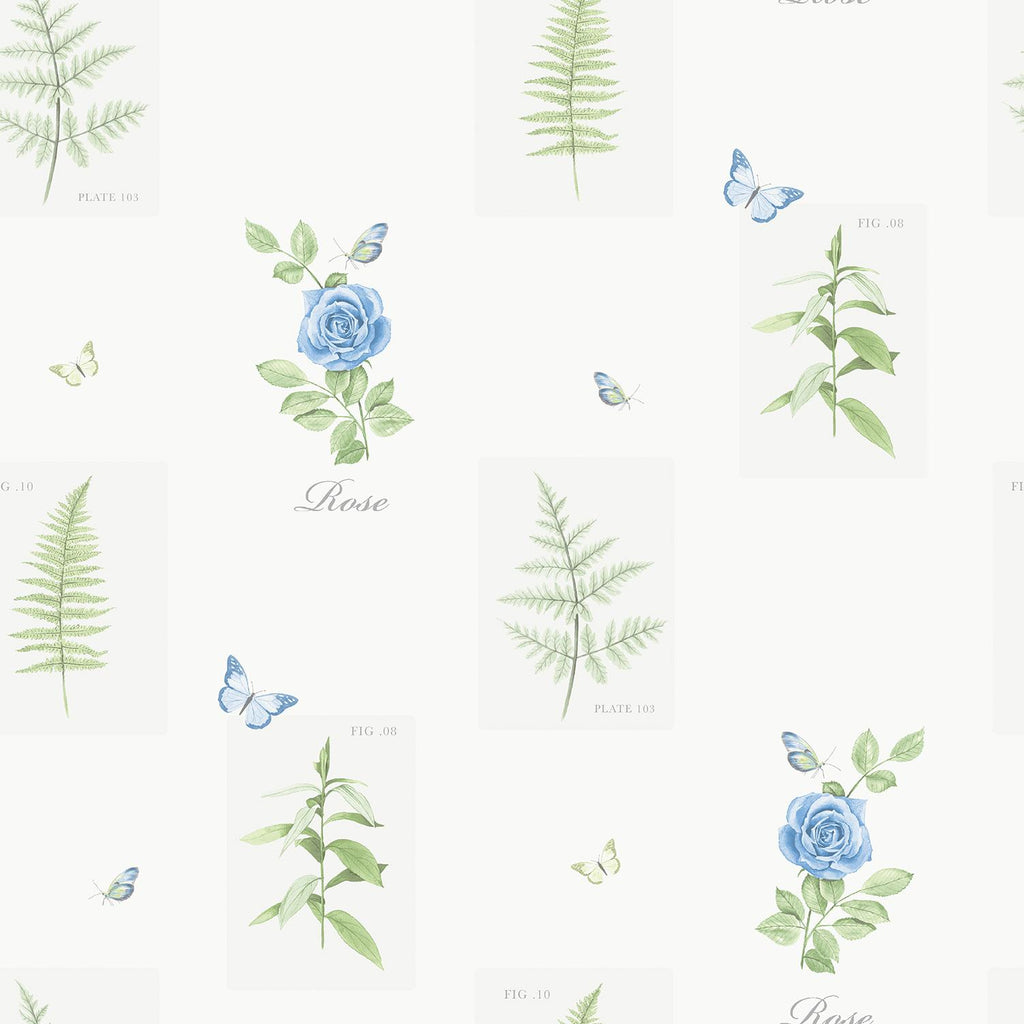 Galerie Rose Botanical Motif Blue Wallpaper