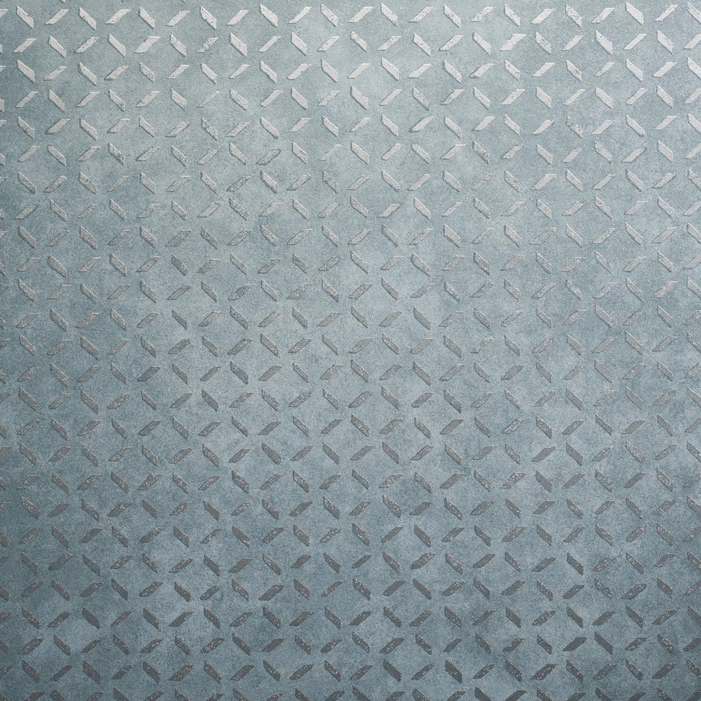 Galerie Soho / Metal Drain Grid Blue Wallpaper