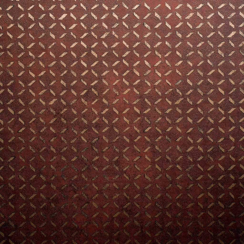 Galerie Soho / Metal Drain Grid Red Wallpaper