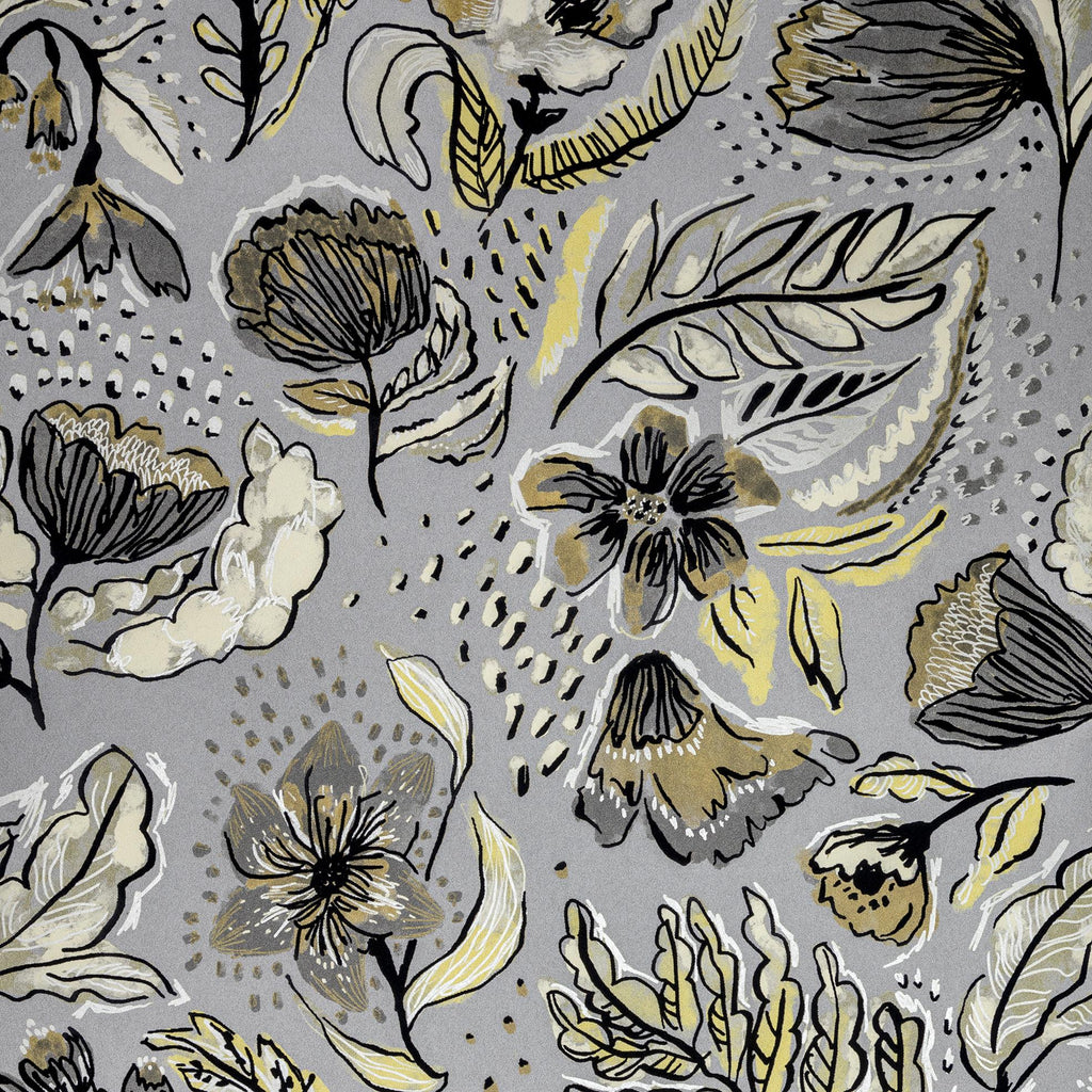 Galerie Wild Garden Silver Grey Wallpaper