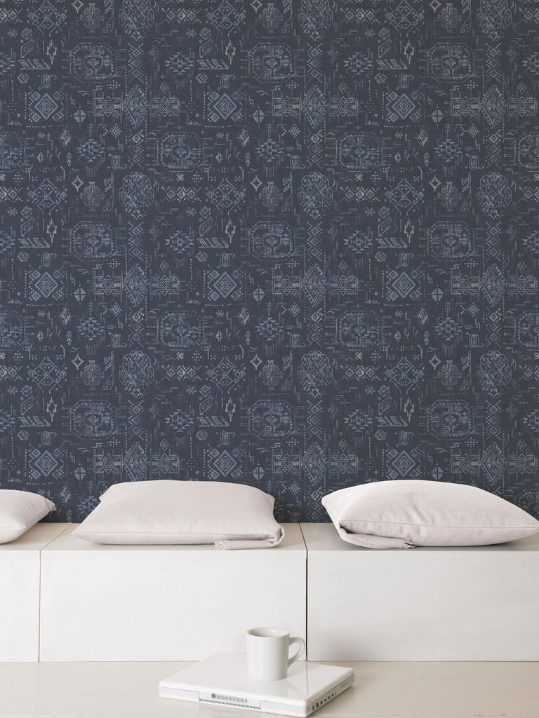 Galerie Aztec Blue Wallpaper