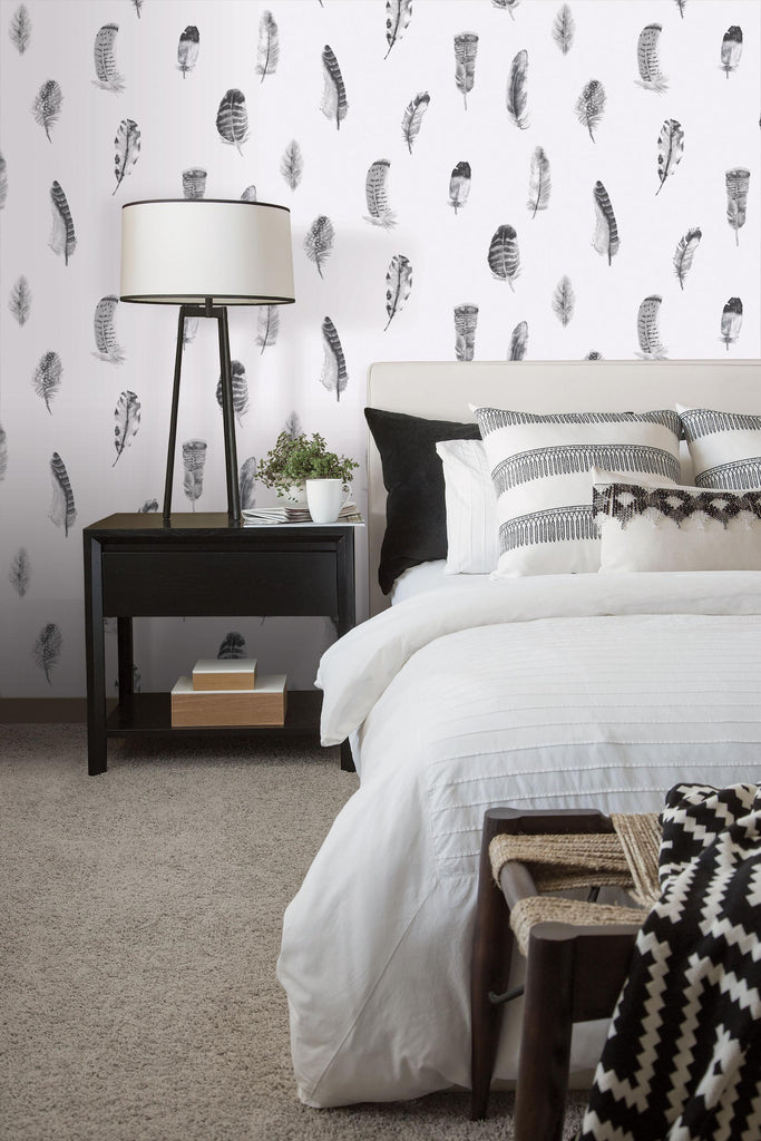 Galerie Feathers Silver Grey Wallpaper