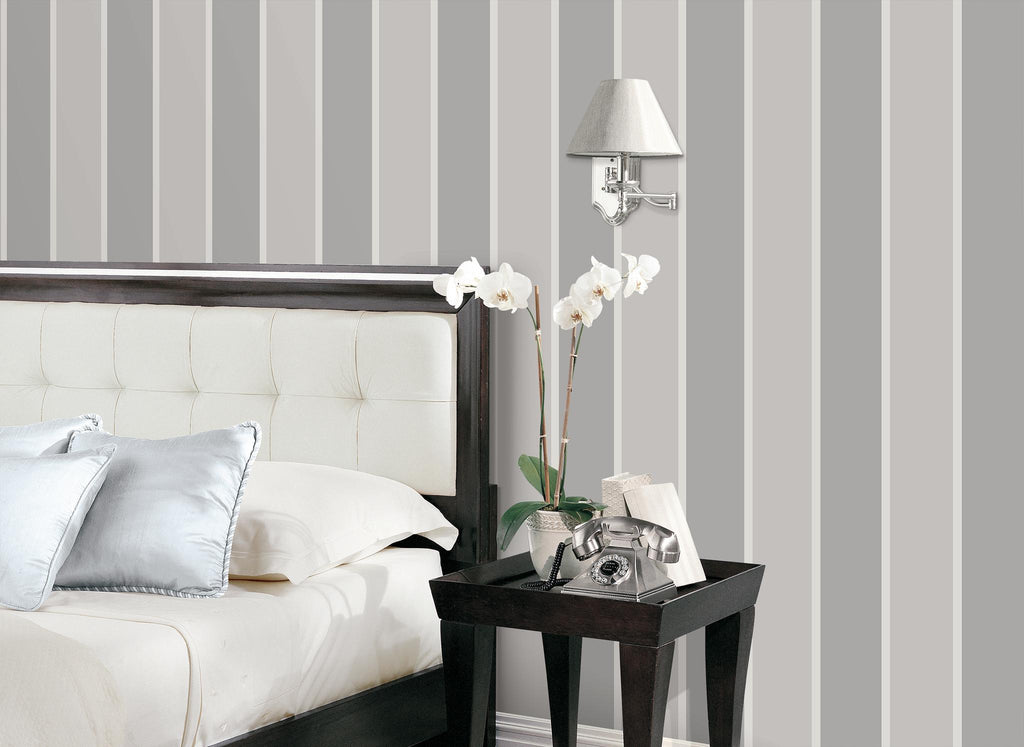 Galerie FORMAL STRIPE Silver Grey Wallpaper