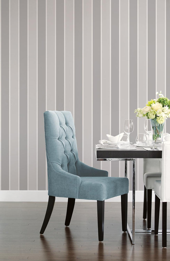 Galerie FORMAL STRIPE Silver Grey Wallpaper