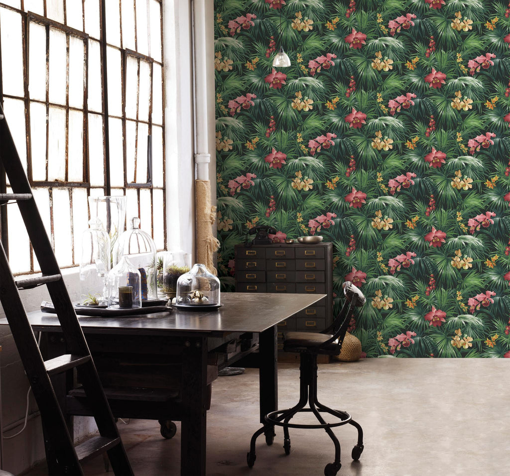 Galerie Tropical Florals Green Wallpaper