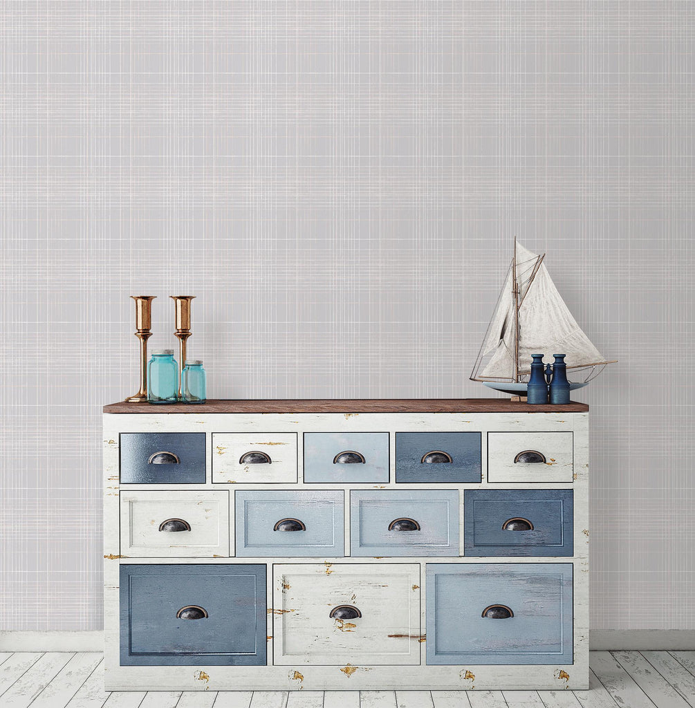 Galerie Nautical Sea Plaid Silver Grey Wallpaper