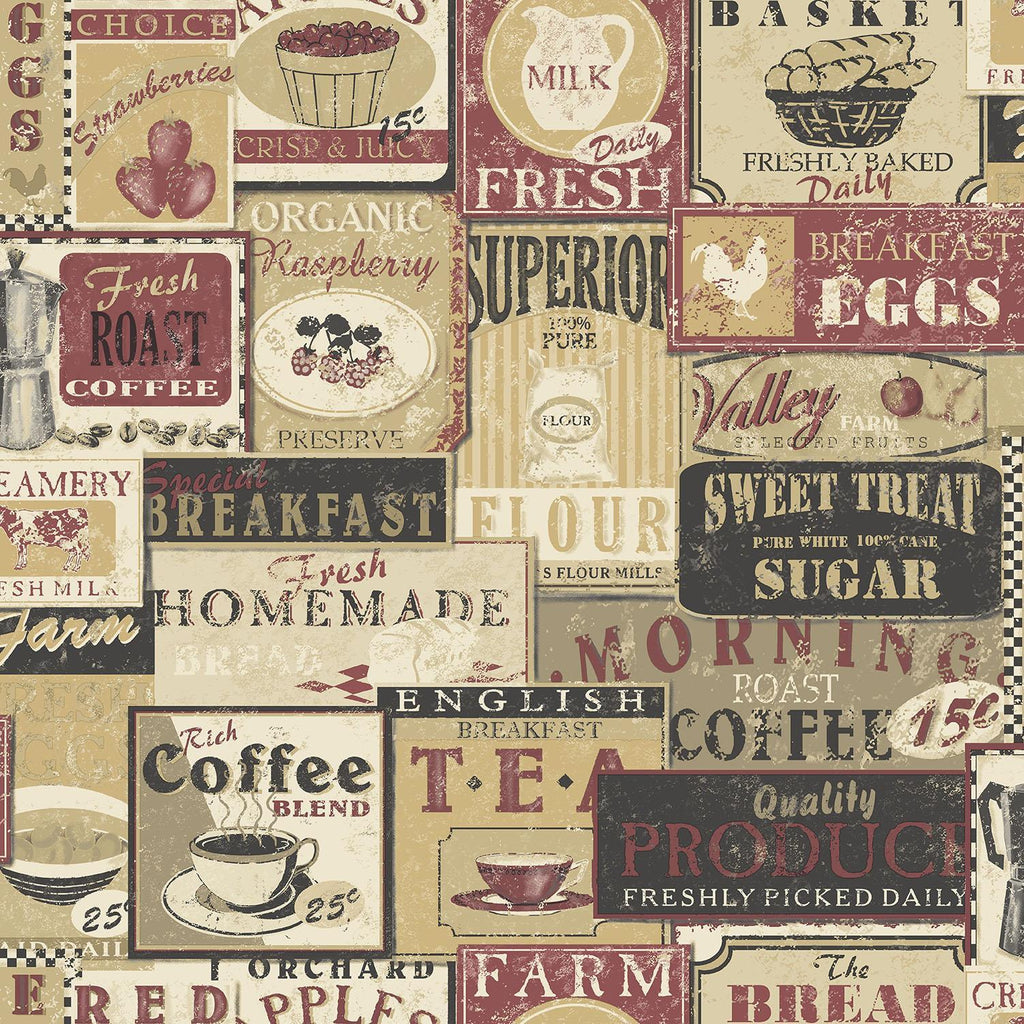 Galerie Enamel Signs Red Wallpaper