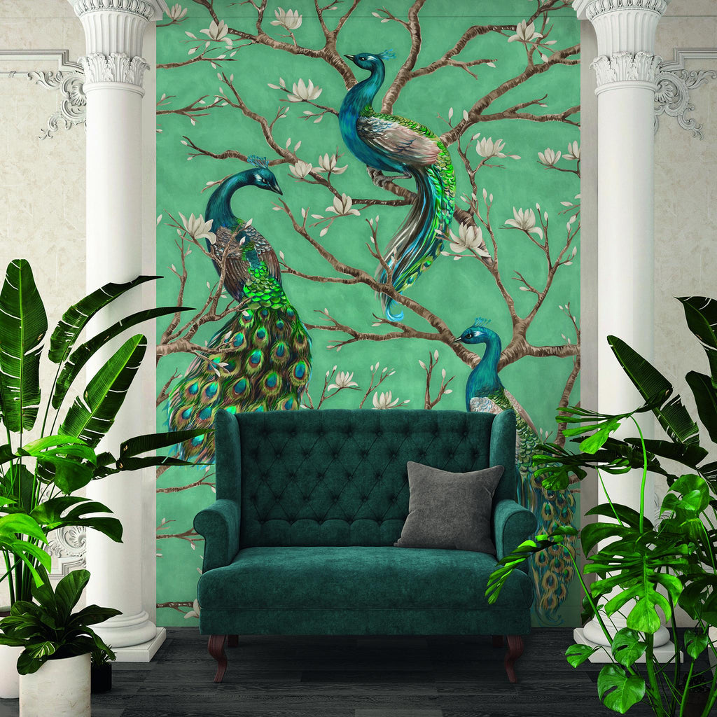 Galerie Peacocks Blue Wallpaper