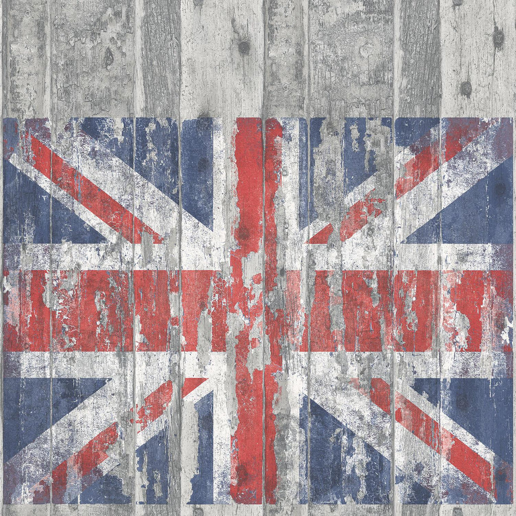 Galerie Union Jack Wood Panel Multi-coloured Wallpaper