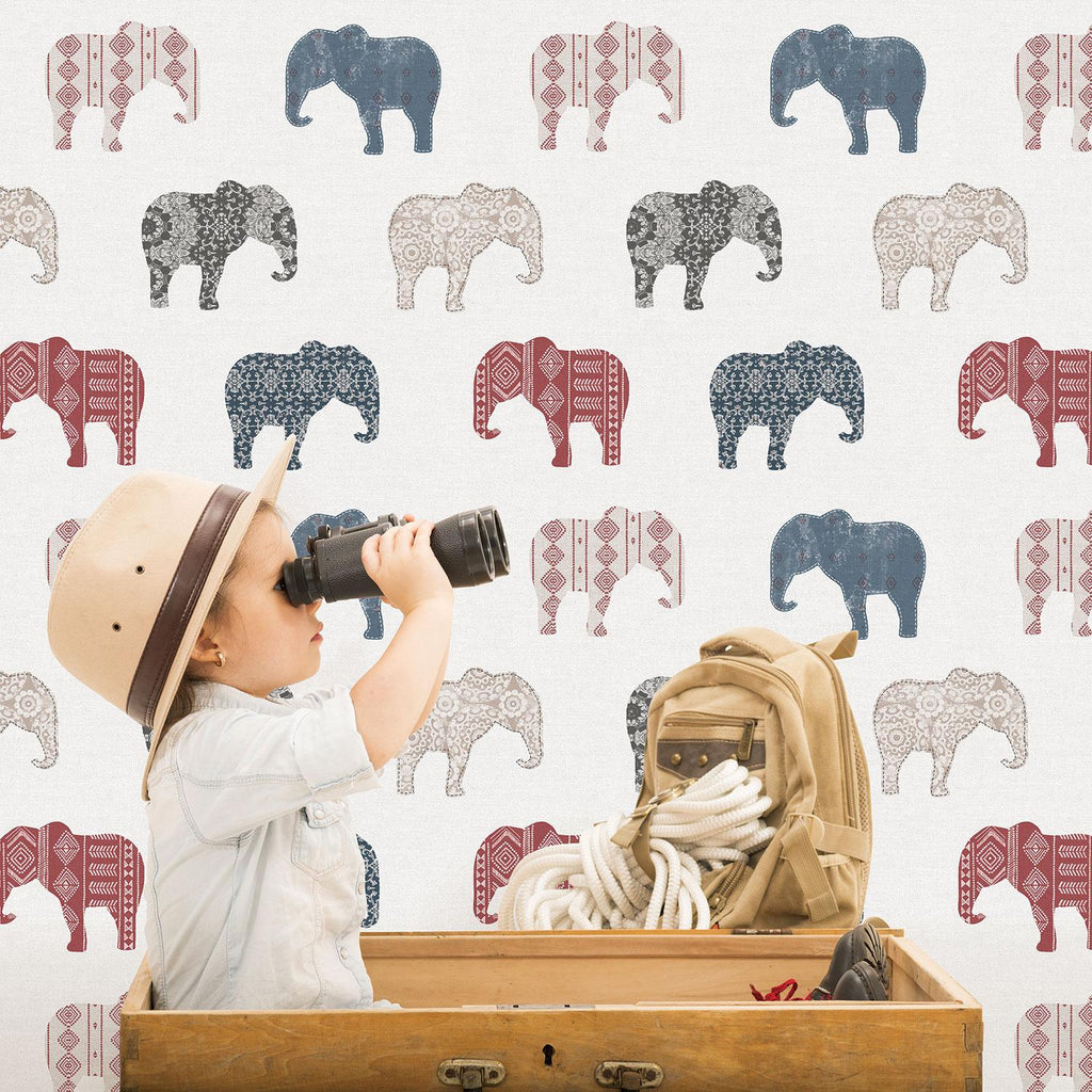 Galerie Elephant Motif Multi-coloured Wallpaper