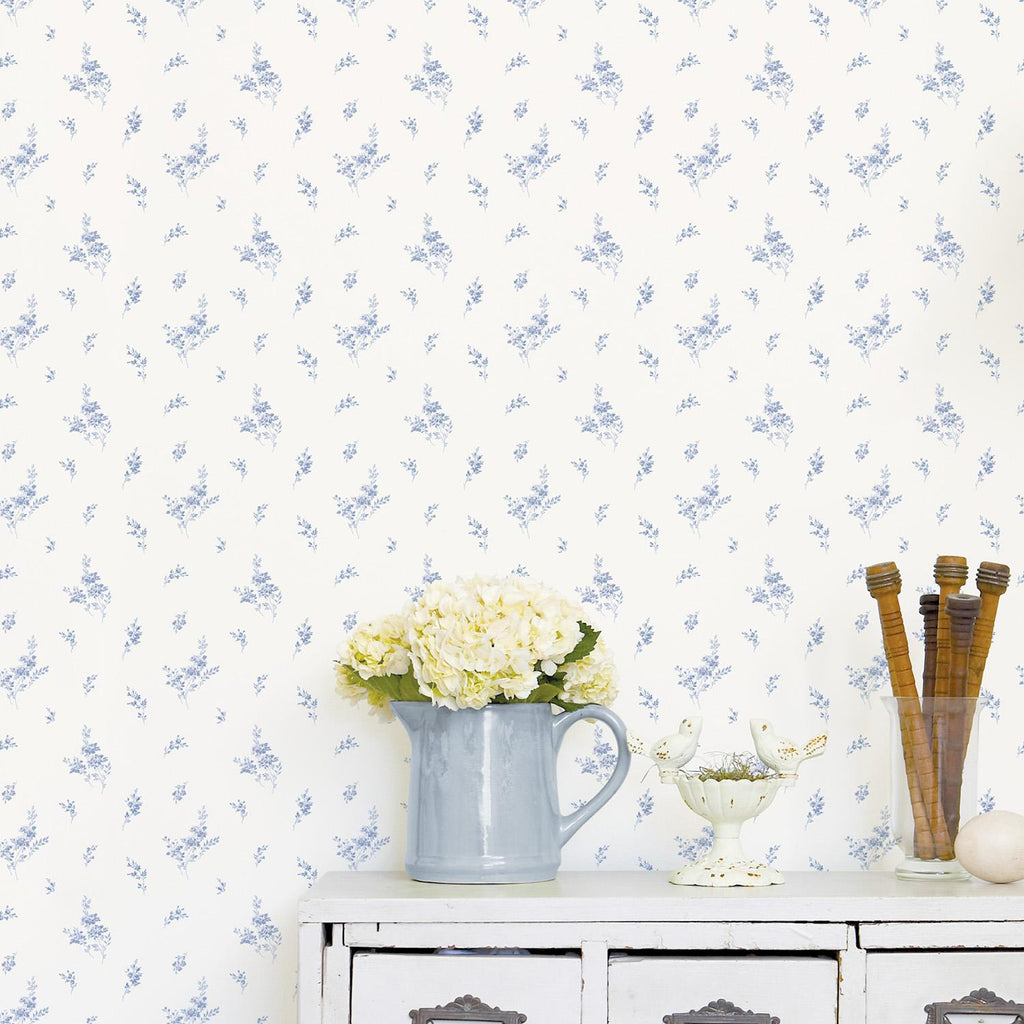 Galerie Small Floral Sprig Blue Wallpaper