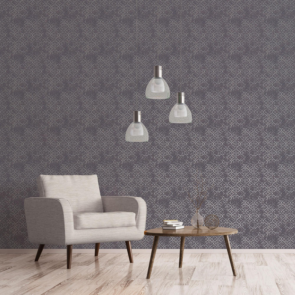 Galerie Aged Quatrefoil Purple Lilac Wallpaper