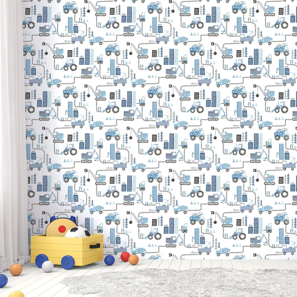 Galerie Construction Blue Wallpaper