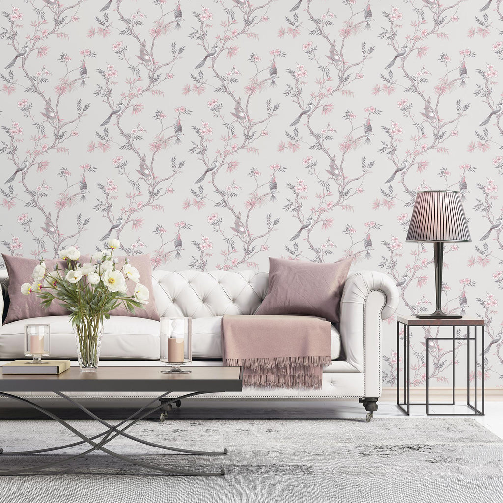 Galerie Classic Bird Trail Pink Wallpaper