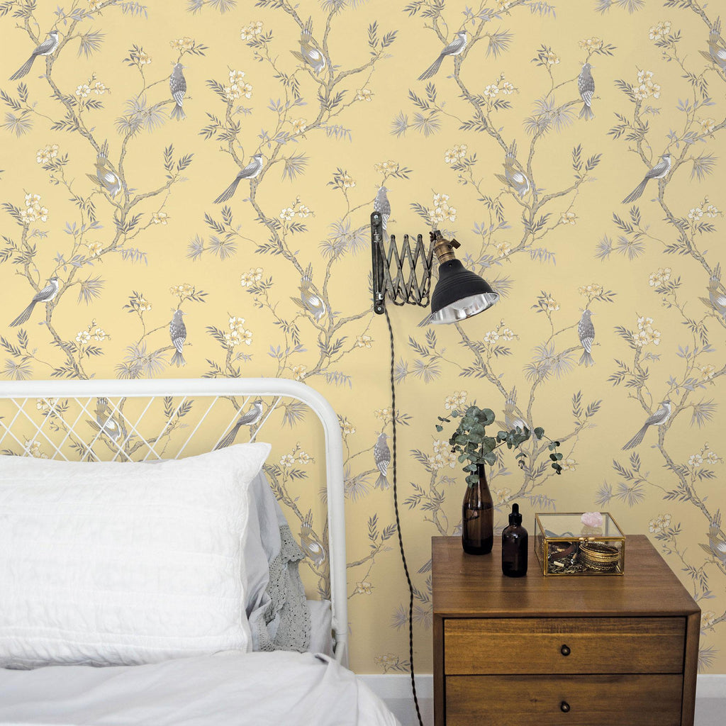 Galerie Classic Bird Trail Yellow Wallpaper