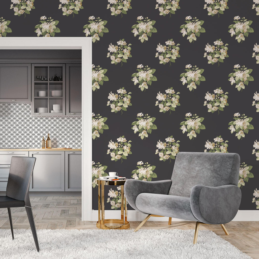 Galerie Classic Bouquet Black Wallpaper