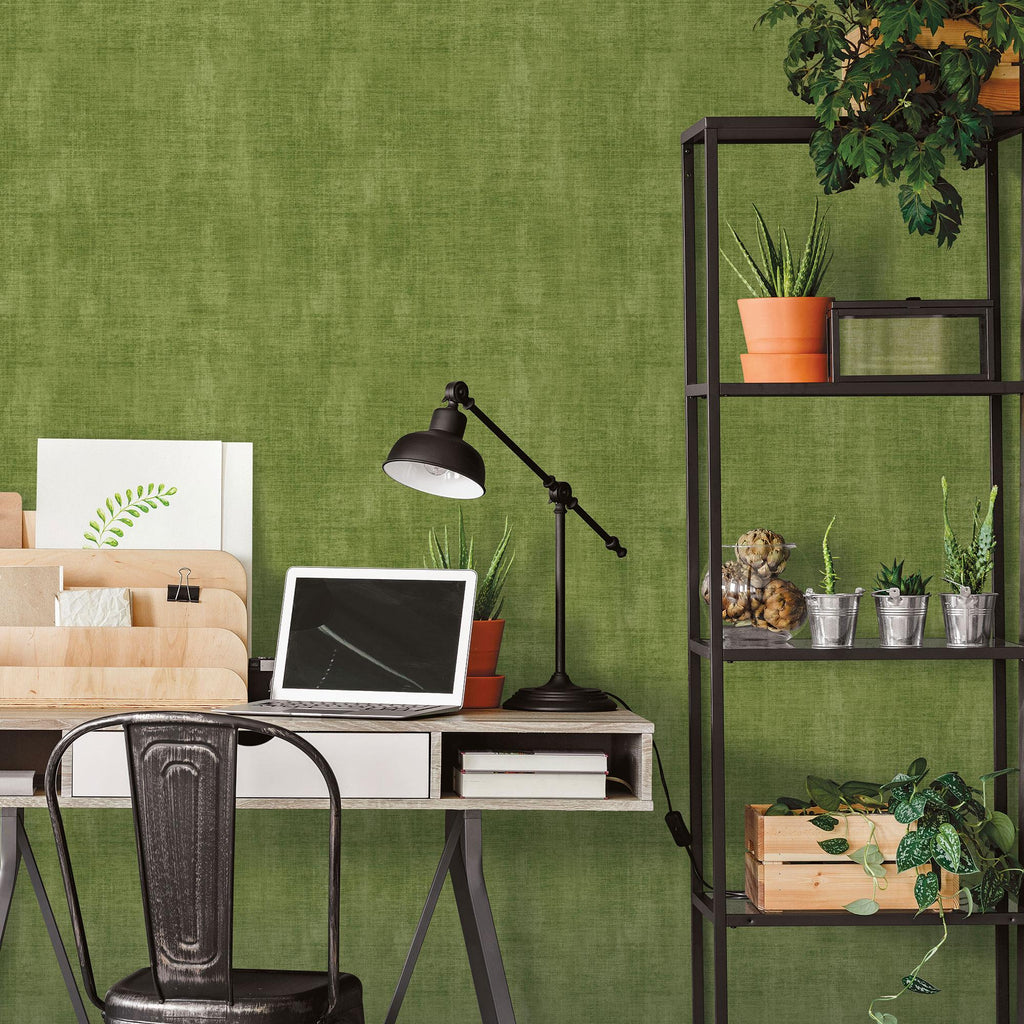 Galerie Textured Plain Green Wallpaper