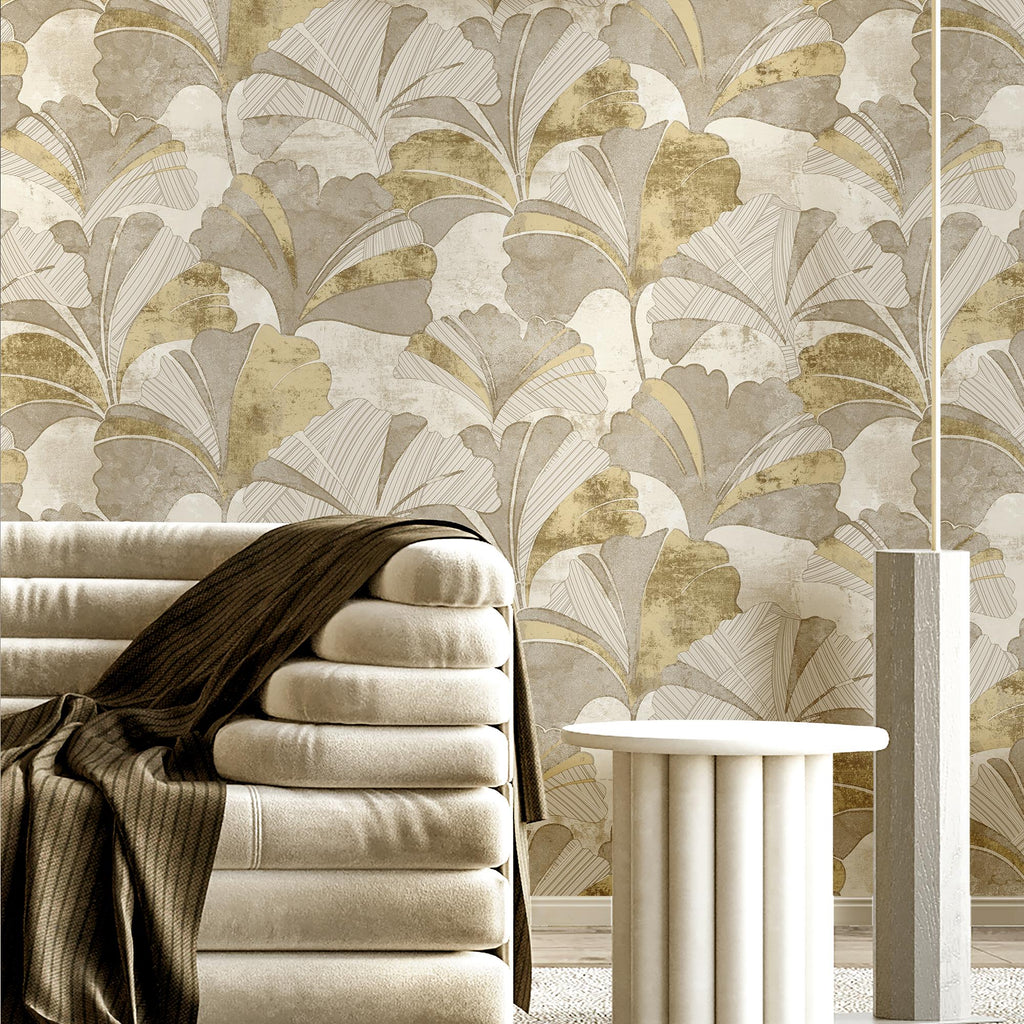 Galerie Ginko Silver Grey Wallpaper