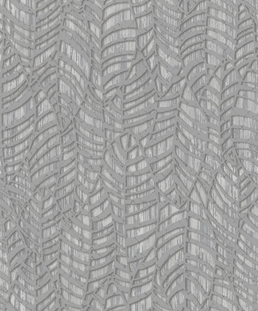 Galerie Leaves Silver Grey Wallpaper