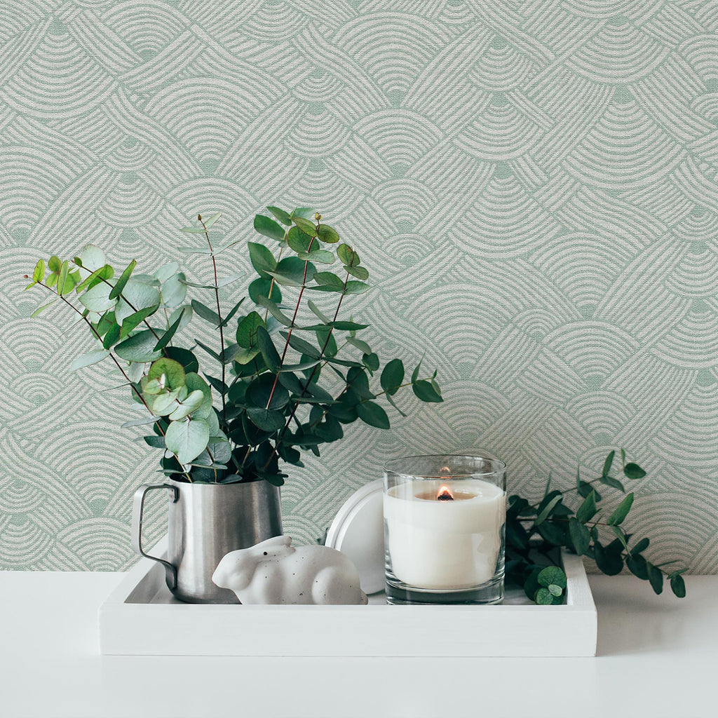 Galerie Geo Swirl Motif Green Wallpaper