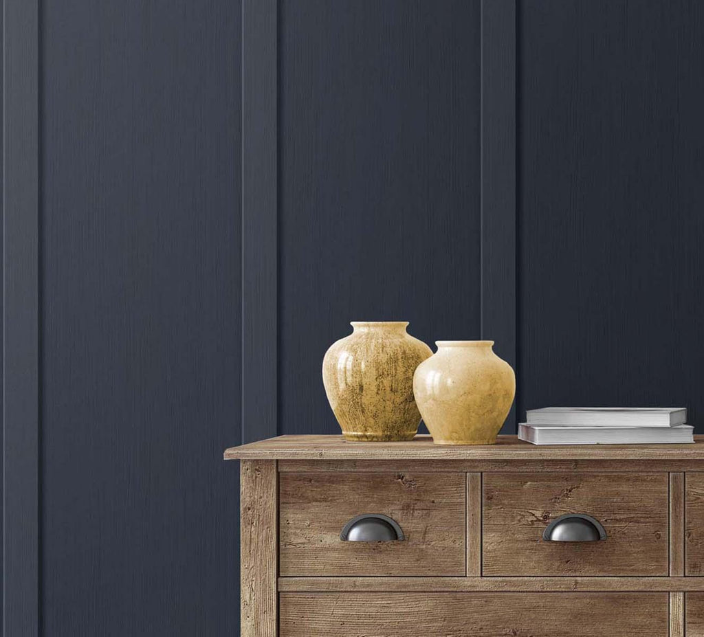 Seabrook Faux Board & Batten Blue Wallpaper