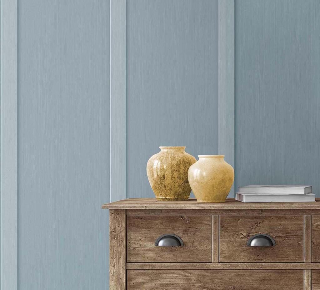 Seabrook Faux Board & Batten Blue Wallpaper