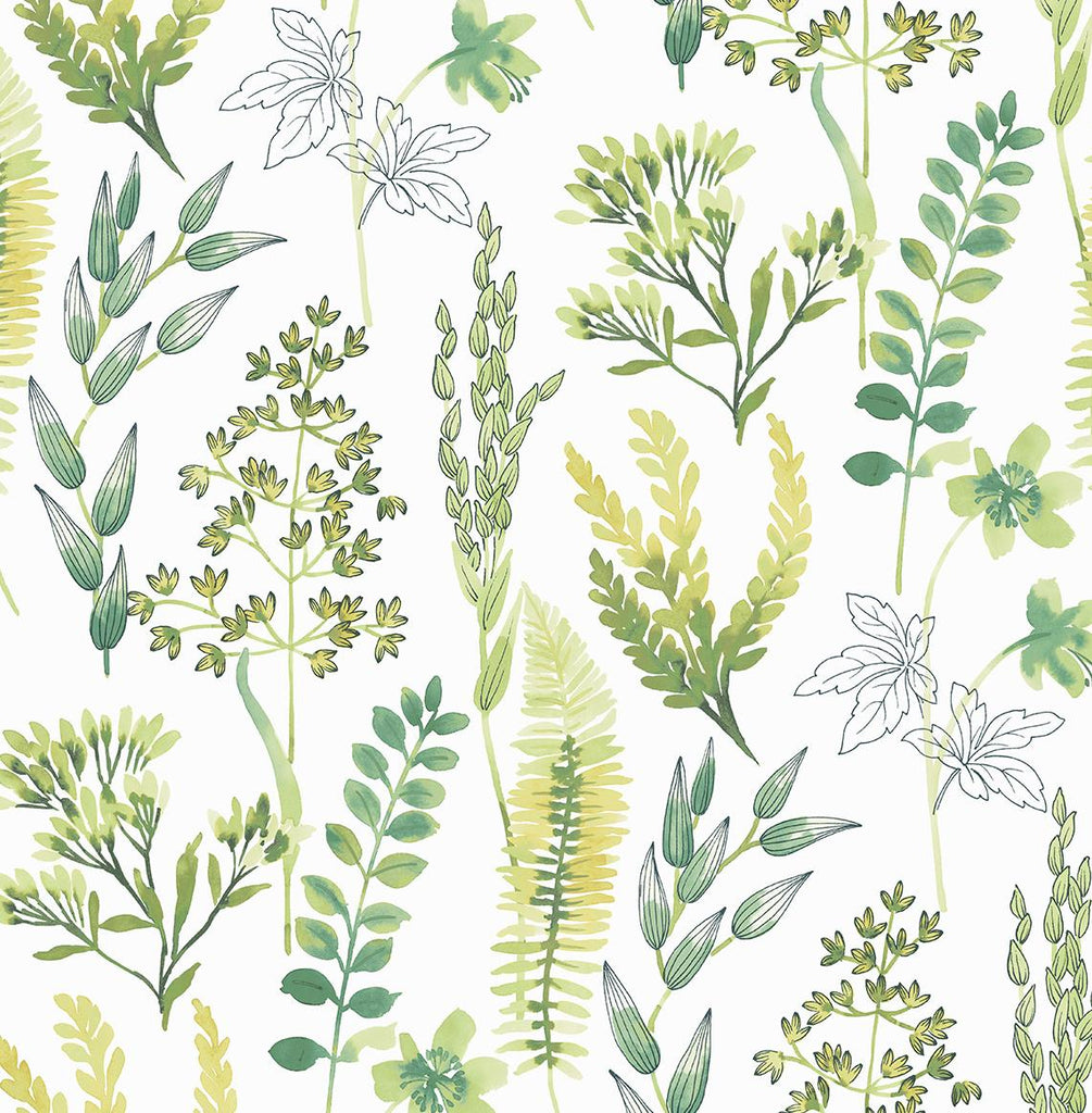 Seabrook Wild Garden Lemon Lime Wallpaper