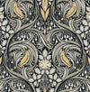 Seabrook Bird Ogee Ebony & Sepia Wallpaper