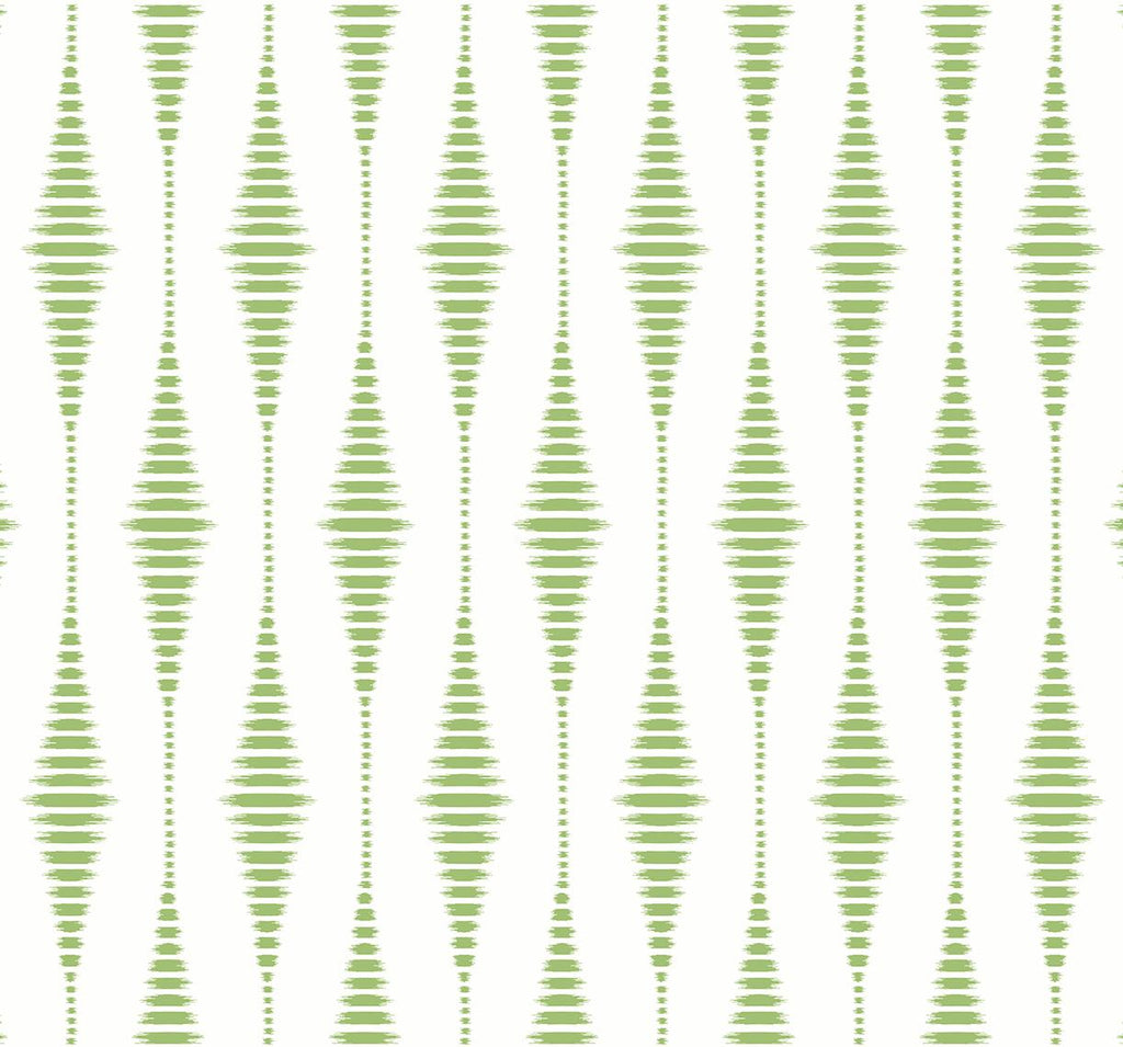 Seabrook Striped Ikat Macaw Green Wallpaper