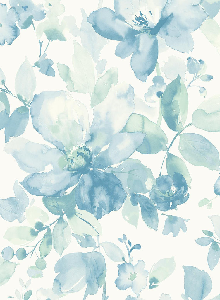 Seabrook Watercolor Flower Seaglass Wallpaper