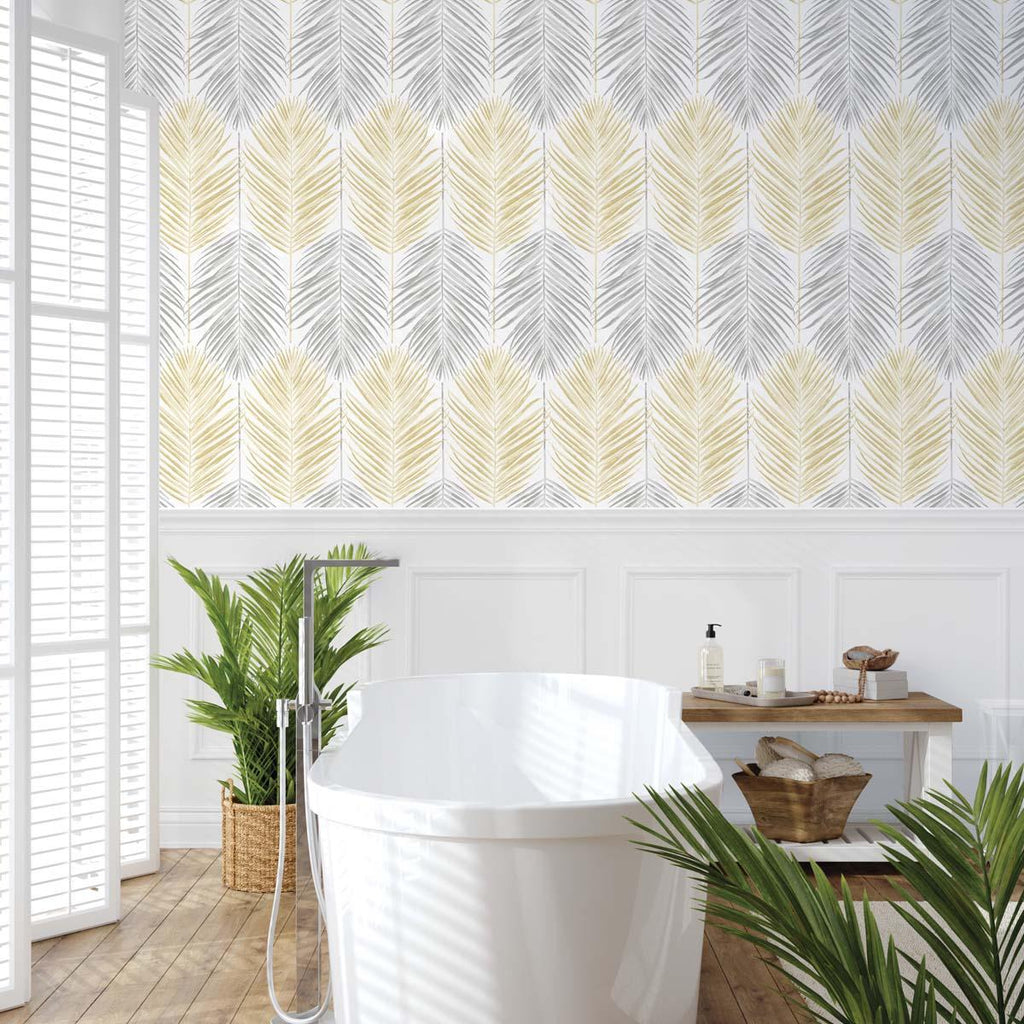 Seabrook Two Toned Palm Beige Wallpaper