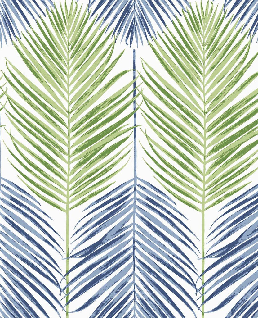 Seabrook Two Toned Palm Coastal Blue & Fern Green Wallpaper