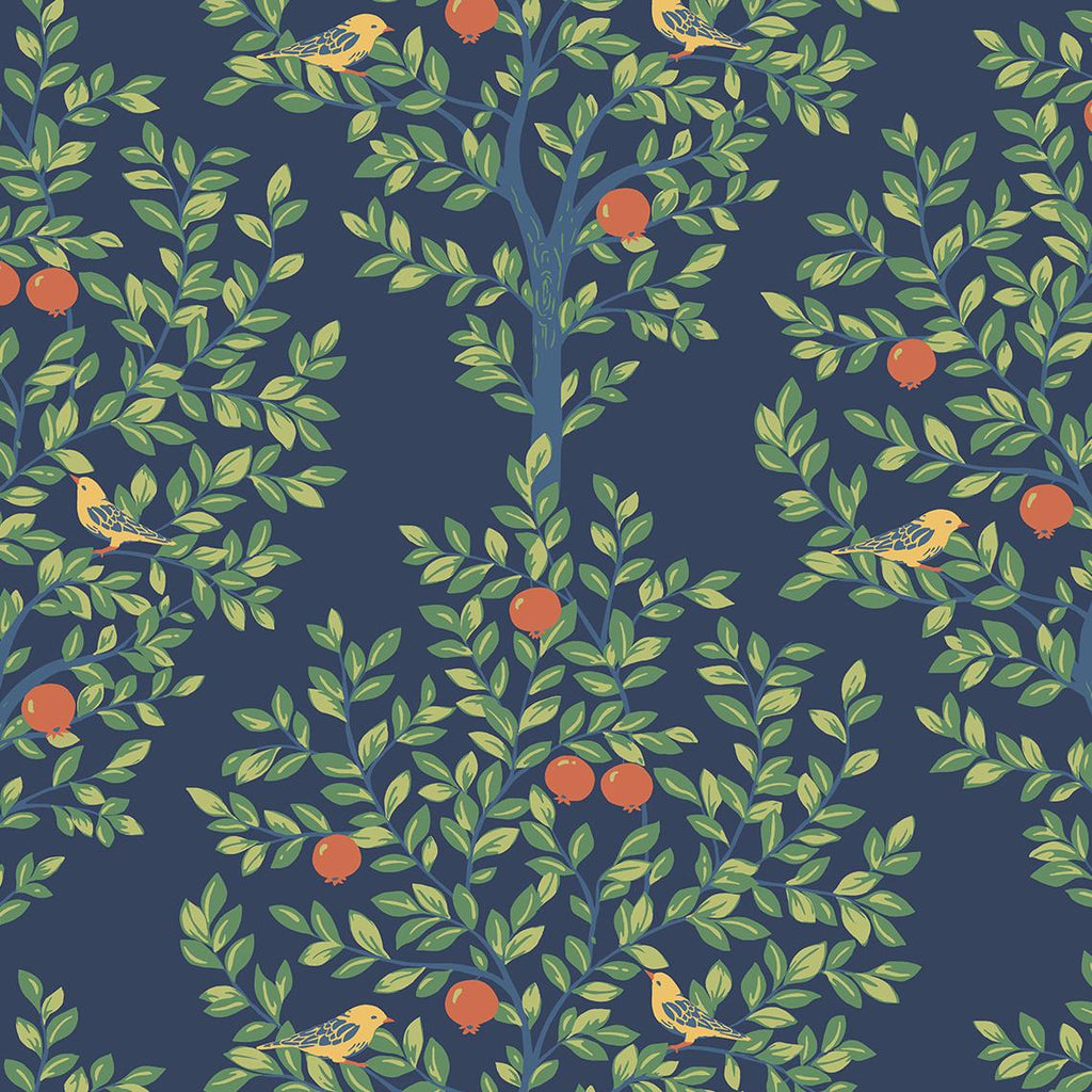 Seabrook Fruit Tree Blue Wallpaper