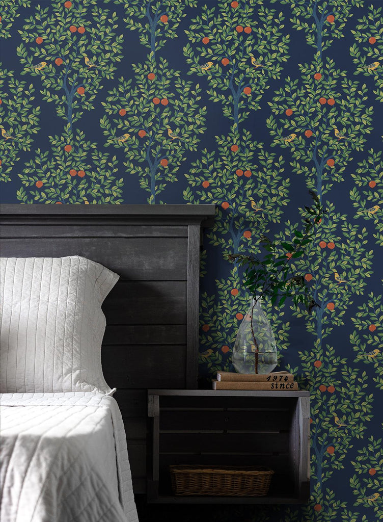 Seabrook Fruit Tree Blue Wallpaper