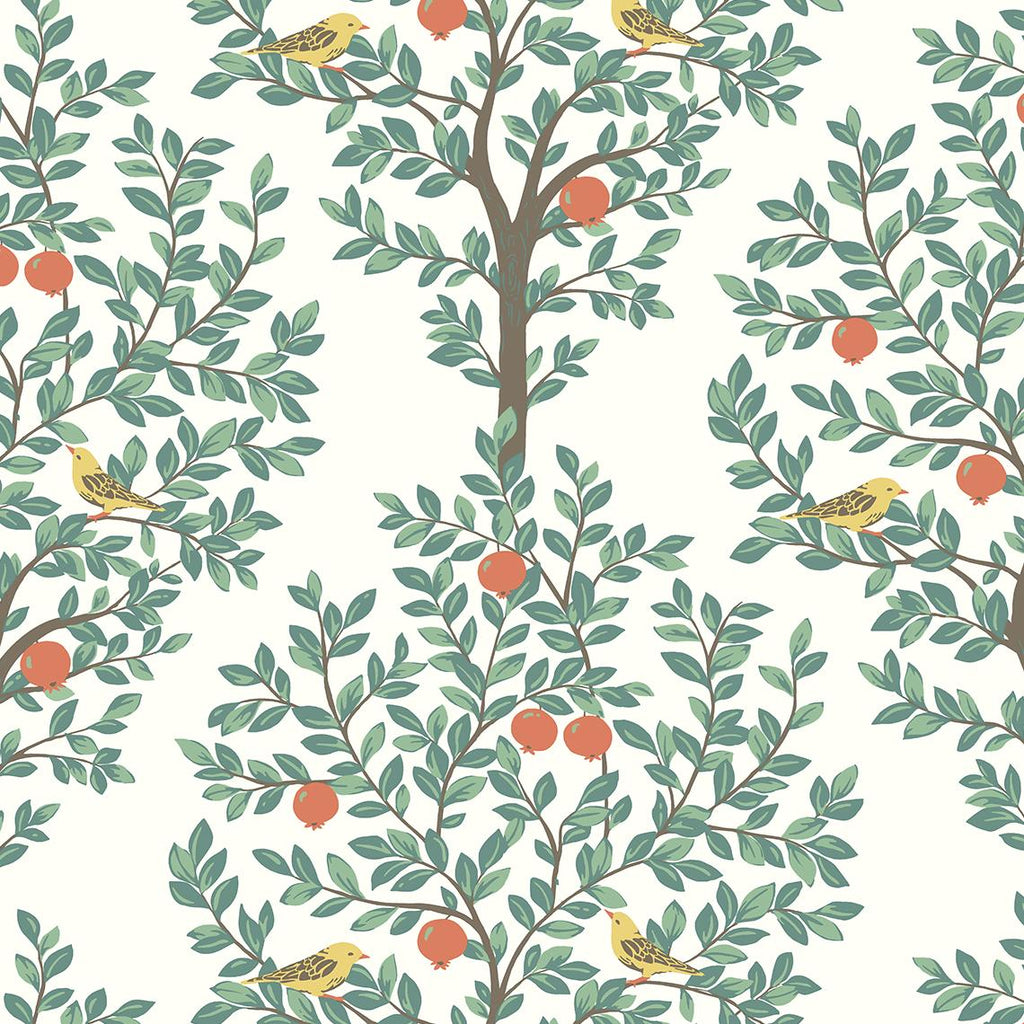 Seabrook Fruit Tree Green Wallpaper