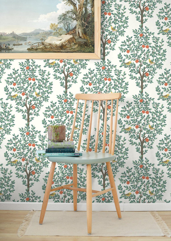 Seabrook Fruit Tree Green Wallpaper