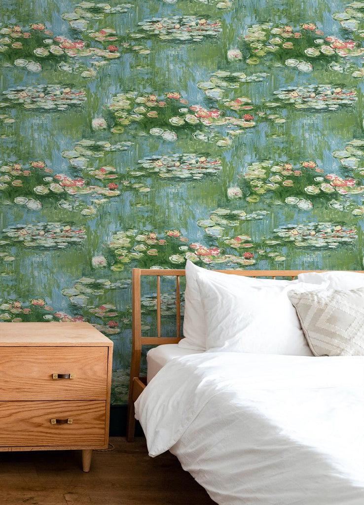 Seabrook Lily Pond Green Wallpaper