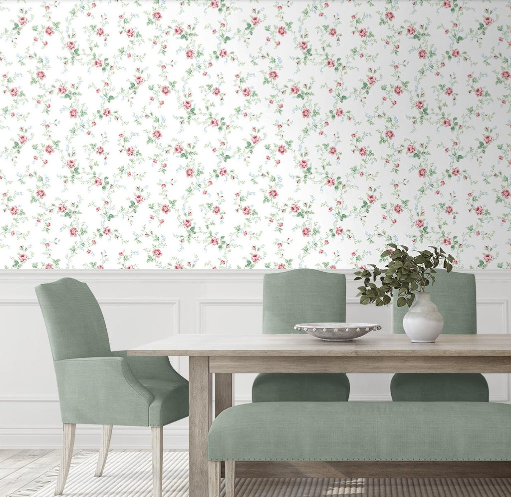 Seabrook Blossom Floral Trail Pink Wallpaper