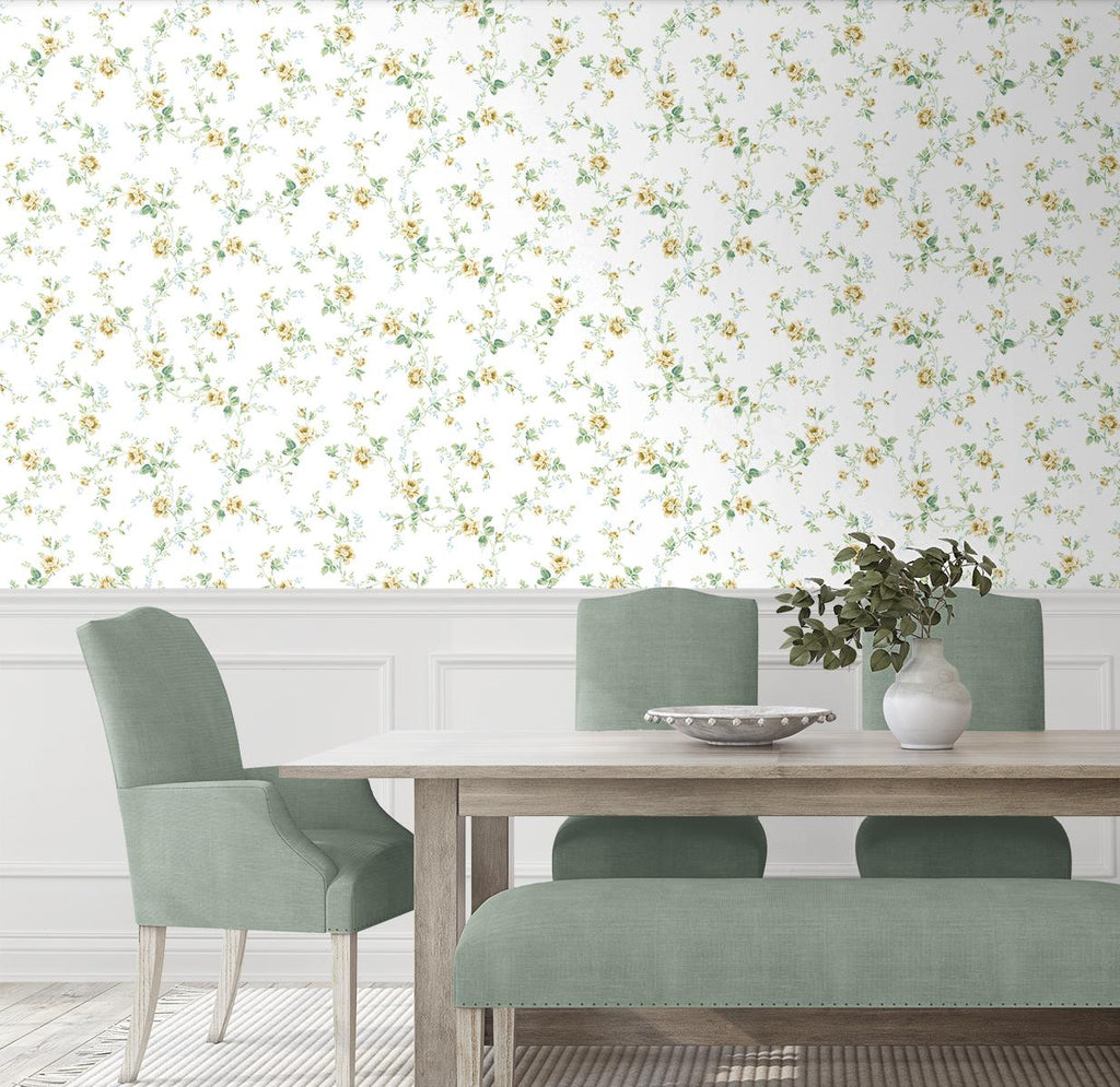 Seabrook Blossom Floral Trail Beige Wallpaper