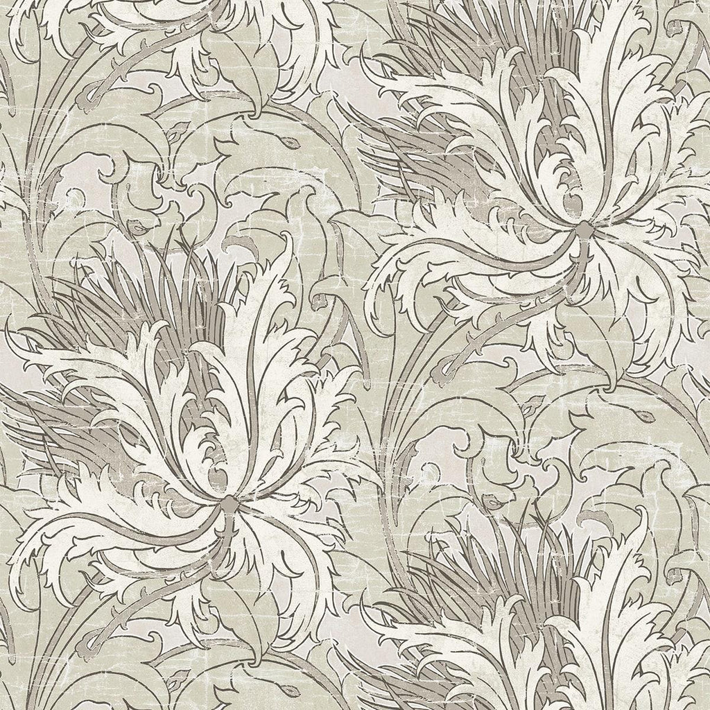 Seabrook Floral Folly Lunar Rock & Pale Oak Wallpaper