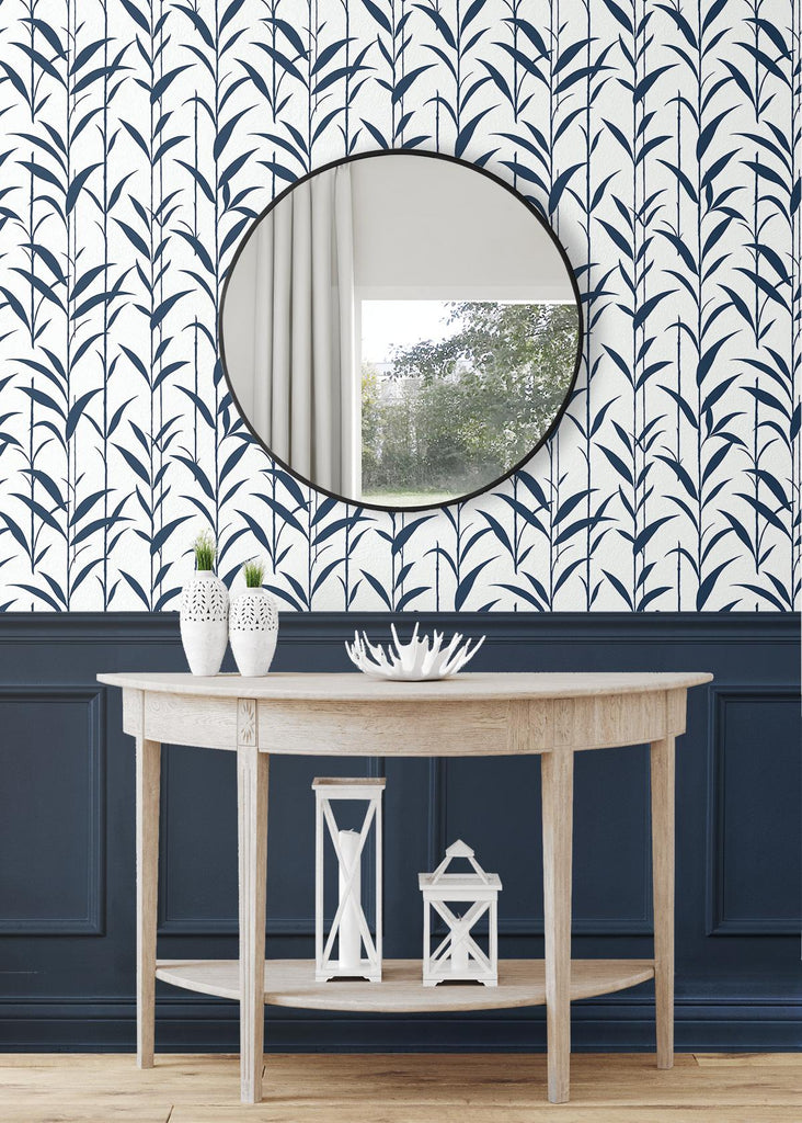 Seabrook Bamboo Silhouette Blue Wallpaper